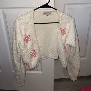 White sweater with flowers